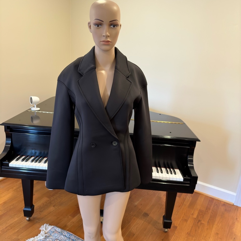 NWT Luxury Minimalist Streetwear Blogger’s Favorite Zara Neoprene Effect Jacket - Picture 7 of 11